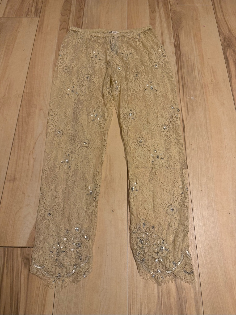 Beaded Lace Women’s leggings in Beige medium